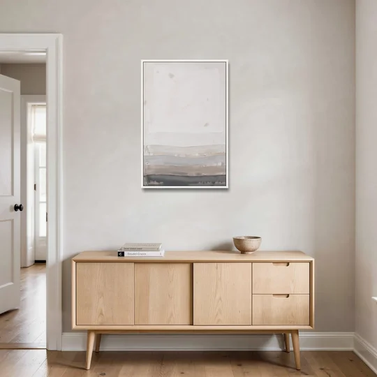 Muted Abstract Wall Art of Rising Morning Haze - White Framed Canvas Wall Art - Coffee Table - 24x36