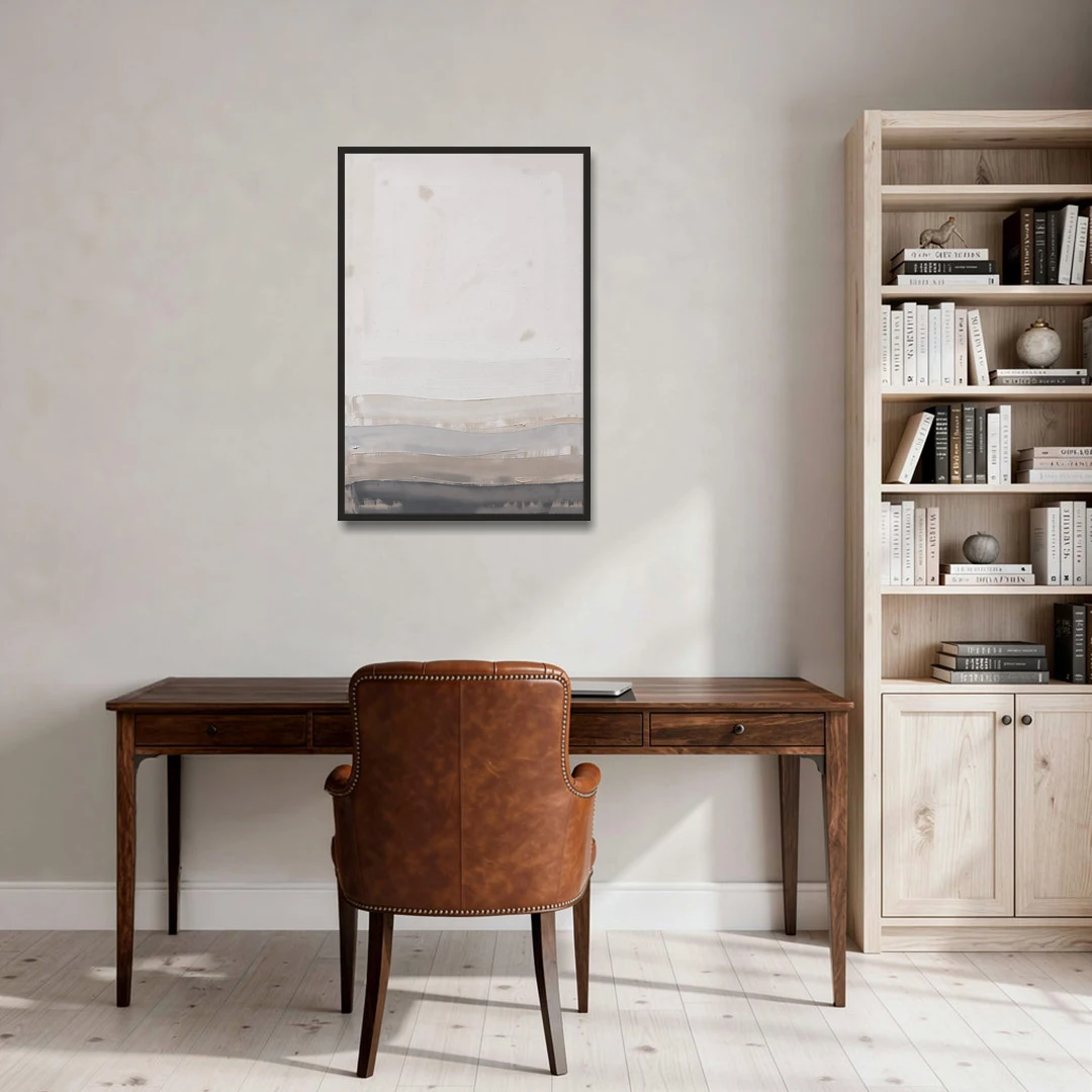 Muted Abstract Wall Art of Rising Morning Haze - Black Framed Canvas Wall Art - Office - 24x36