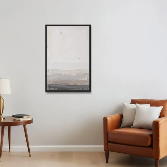 Muted Abstract Wall Art of Rising Morning Haze - Black Framed Canvas Wall Art - Sofa - 24x36