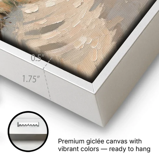 Muted Landscape Painting of a Dune Path - White Framed Canvas Wall Art - Gallery Wrap Corner
