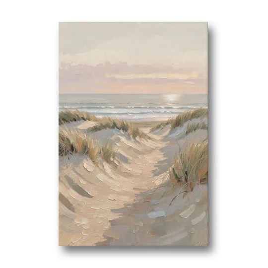 Muted Landscape Painting of a Dune Path - Canvas Wall Art - Front