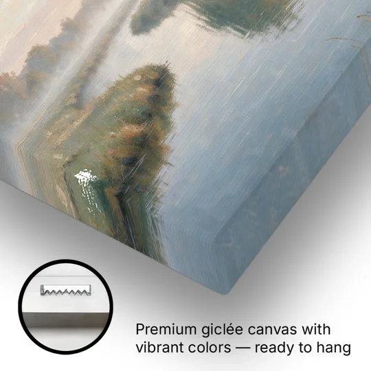 Muted Landscape Paintings of Willows at Dawn - Canvas Wall Art - Gallery Wrap Corner