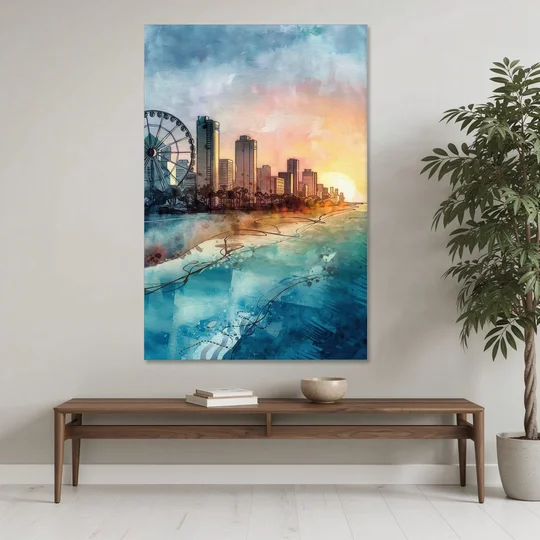 Myrtle Beach Coastal Skyline - Canvas Wall Art - Coffee Table - 40x60