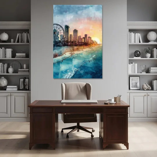 Myrtle Beach Coastal Skyline - Canvas Wall Art - Office - 40x60