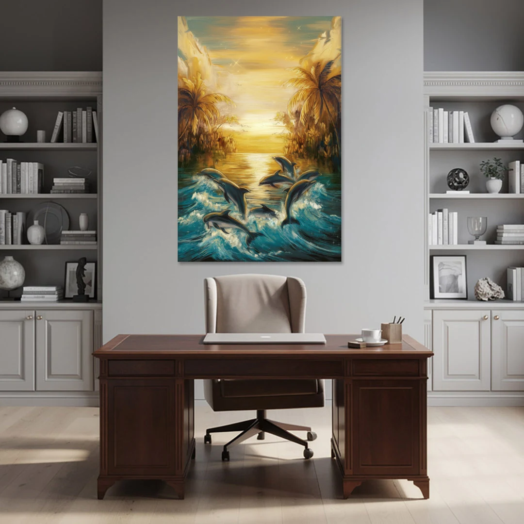 Myrtle Beach Dolphin Horizon - Canvas Wall Art - Office - 40x60