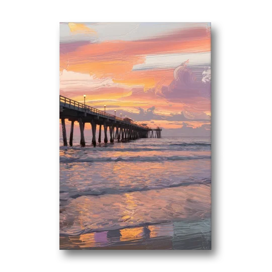 Myrtle Beach Pier at Sunset - Canvas Wall Art - Front