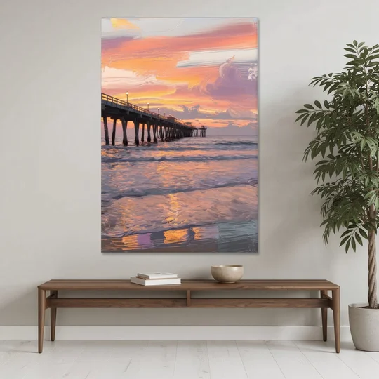 Myrtle Beach Pier at Sunset - Canvas Wall Art - Coffee Table - 40x60