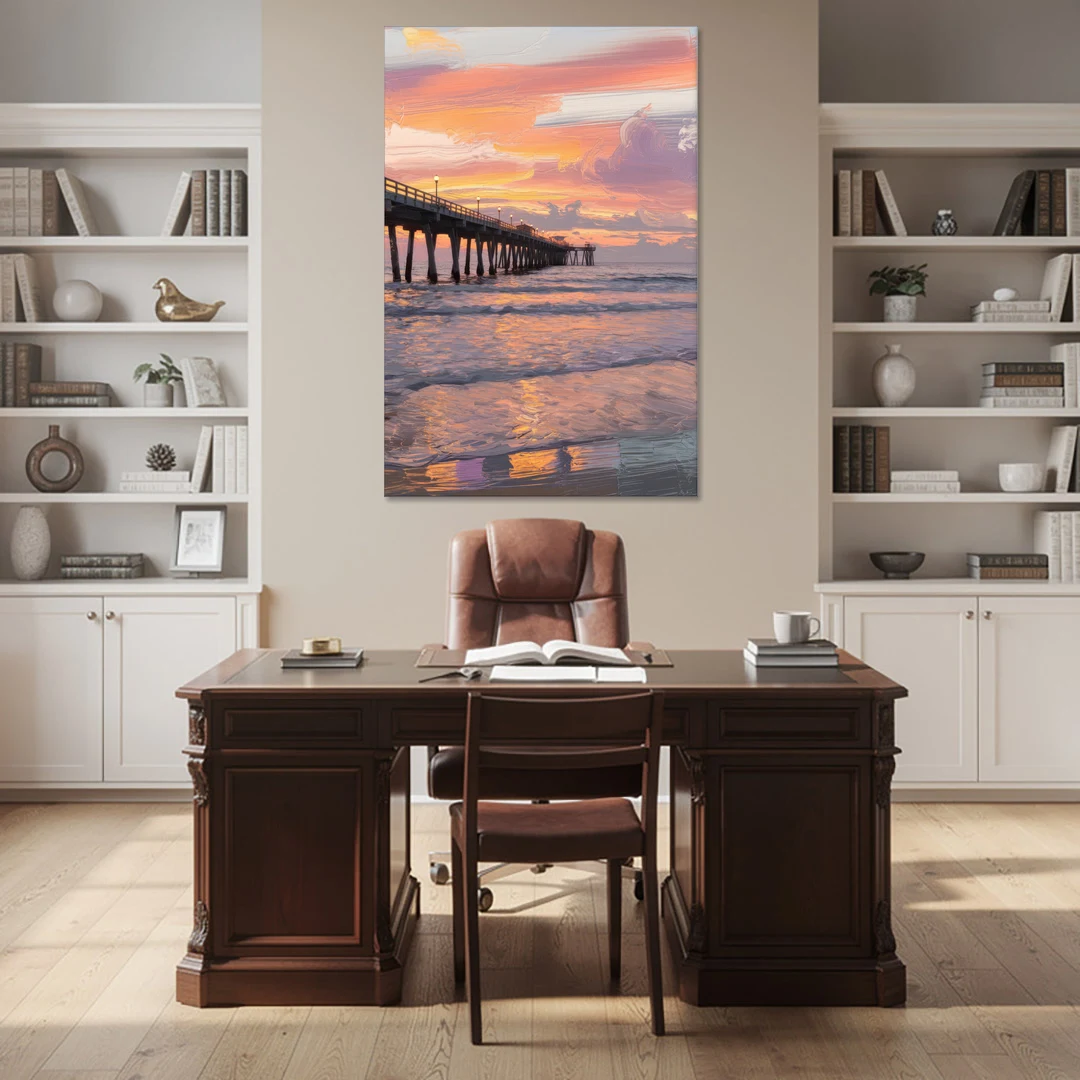 Myrtle Beach Pier at Sunset - Canvas Wall Art - Office - 40x60