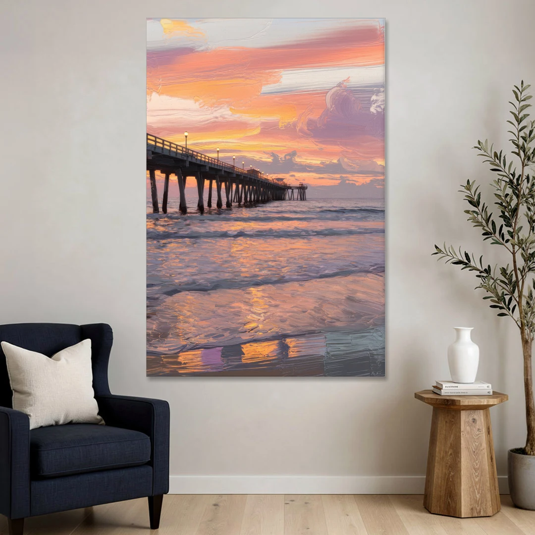 Myrtle Beach Pier at Sunset - Canvas Wall Art - Sofa - 40x60
