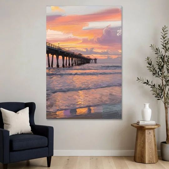 Myrtle Beach Pier at Sunset - Canvas Wall Art - Sofa - 40x60