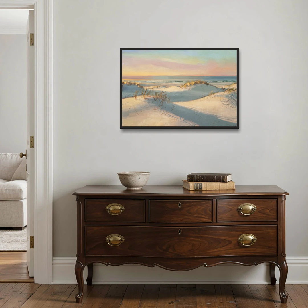 Myrtle Beach Sand Dunes Serenity - Black Framed Canvas Wall Art - Coffee Table - 36x24