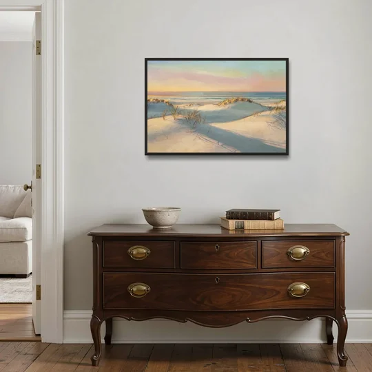 Myrtle Beach Sand Dunes Serenity - Black Framed Canvas Wall Art - Coffee Table - 36x24