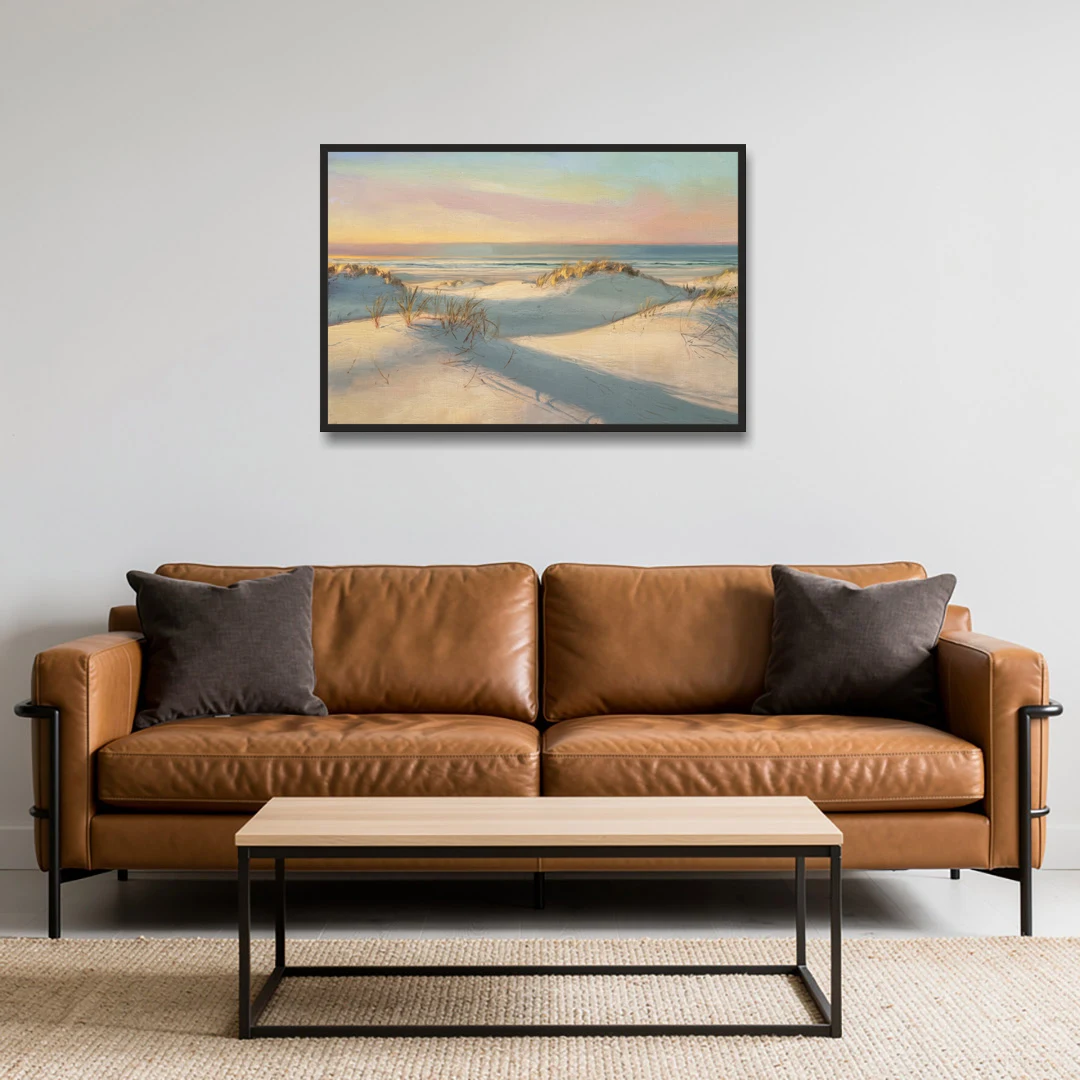 Myrtle Beach Sand Dunes Serenity - Black Framed Canvas Wall Art - Sofa - 36x24