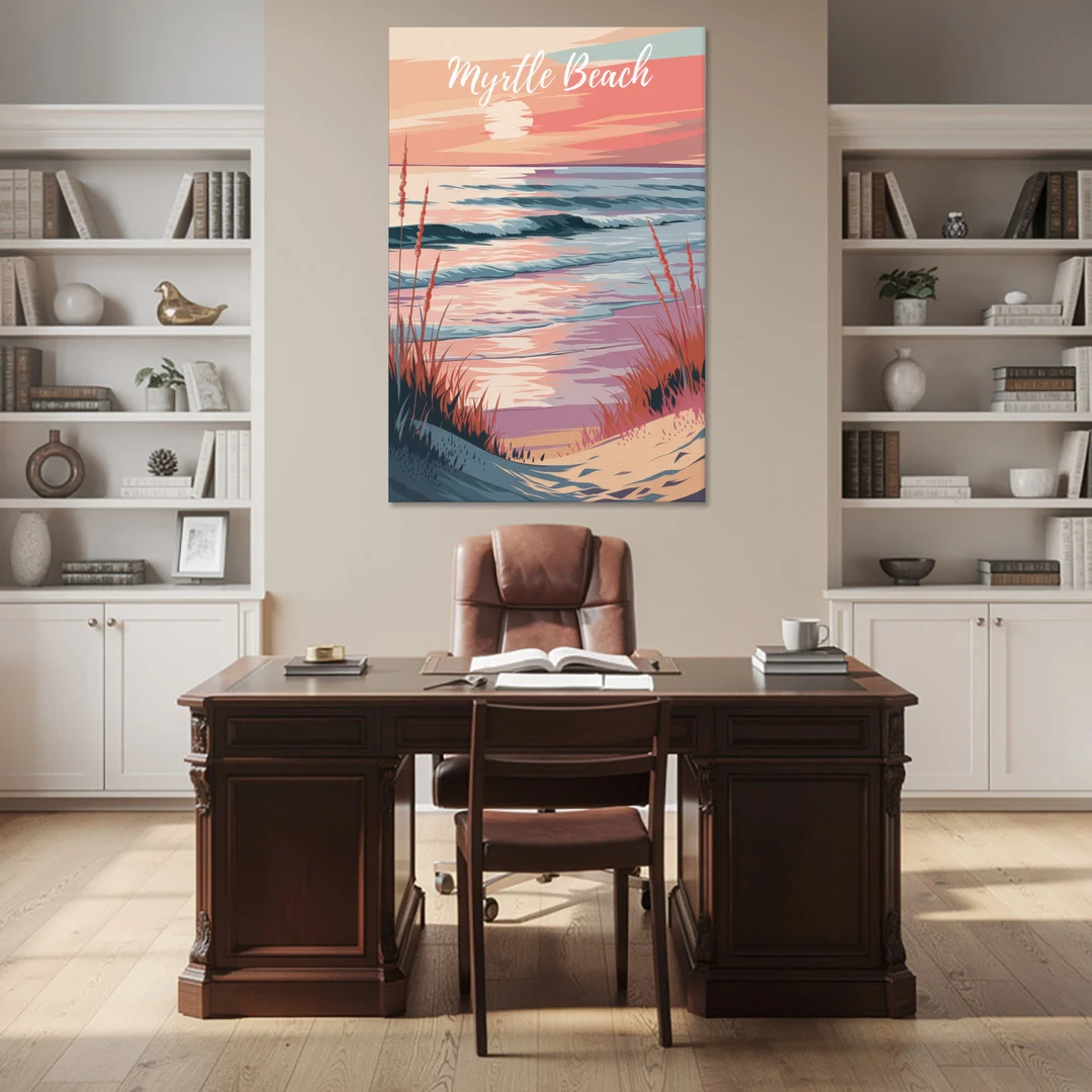Myrtle Beach Sunset Reflections - Canvas Wall Art - Office - 40x60