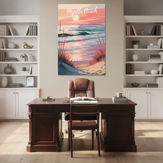 Myrtle Beach Sunset Reflections - Canvas Wall Art - Office - 40x60