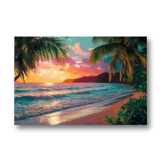 Myrtle Beach Waves And Palms - Canvas Wall Art - Front
