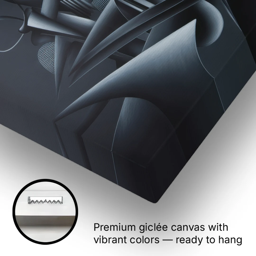 Mysterious Skyline Black Abstract - Canvas Wall Art - Gallery Wrap Corner
