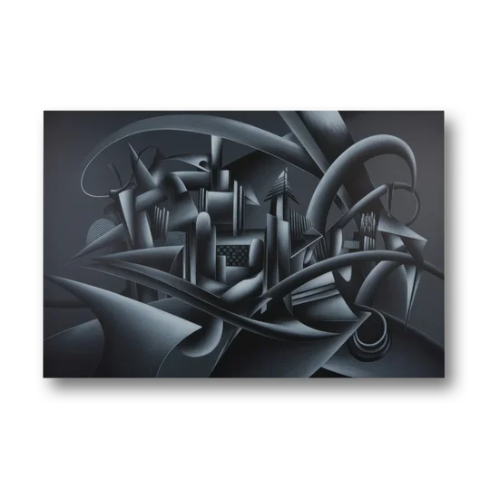 Mysterious Skyline Black Abstract - Canvas Wall Art - Front
