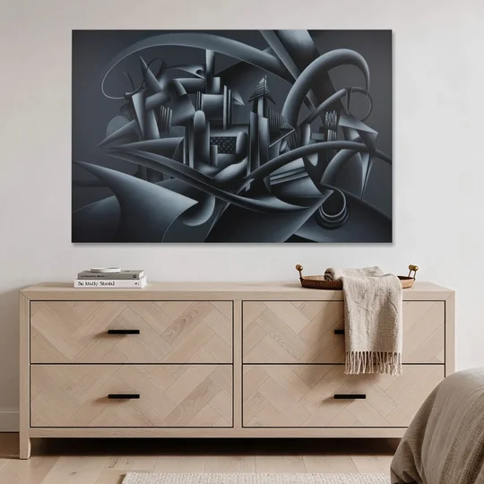 Mysterious Skyline Black Abstract - Canvas Wall Art - Coffee Table - 60x40