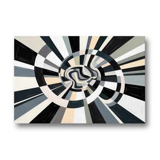 Mystic Geometric Black and White Abstract - Canvas Wall Art - Front