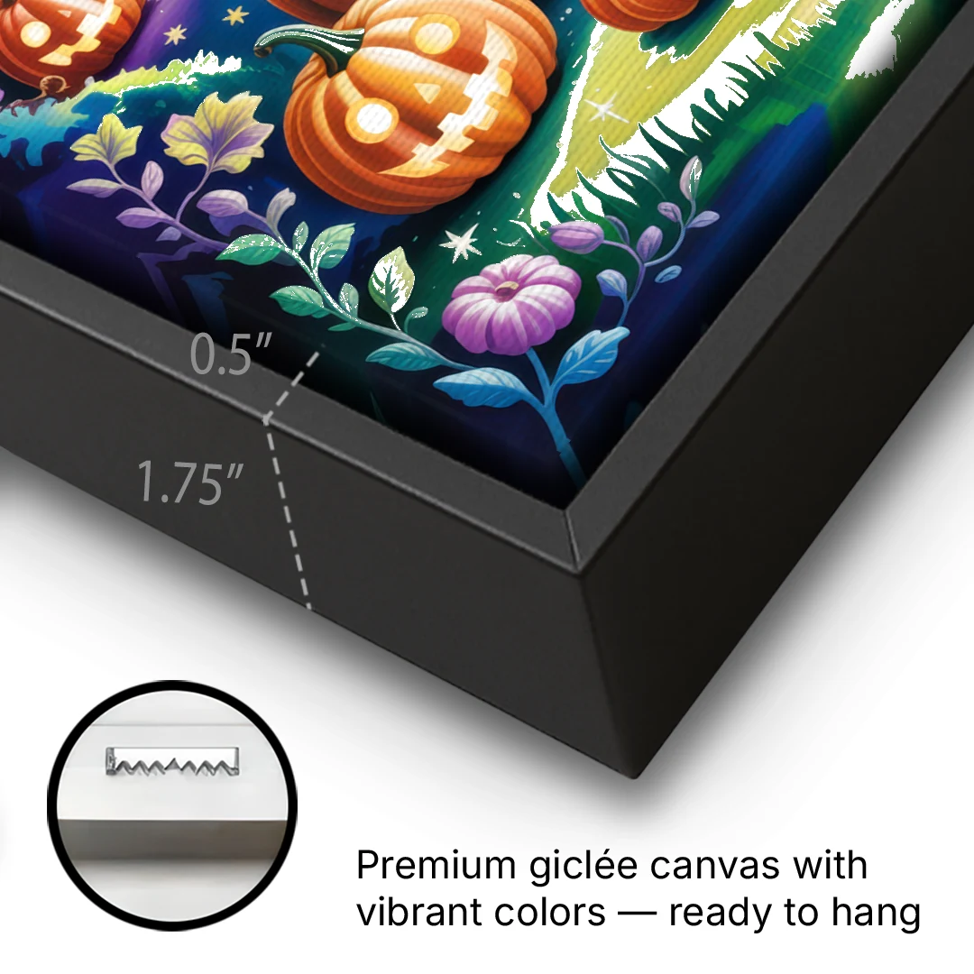 Mystical Elegance Forest Halloween - Black Framed Canvas Wall Art - Gallery Wrap Corner
