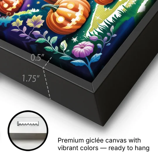 Mystical Elegance Forest Halloween - Black Framed Canvas Wall Art - Gallery Wrap Corner