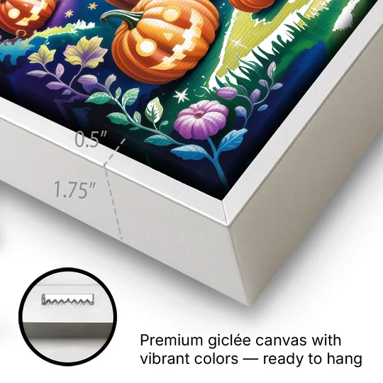 Mystical Elegance Forest Halloween - White Framed Canvas Wall Art - Gallery Wrap Corner