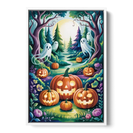 Mystical Elegance Forest Halloween - White Framed Canvas Wall Art - Front