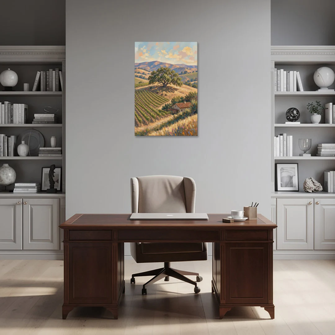 Napa Valley Painting With Lone Oak - Canvas Wall Art - Office - 24x36