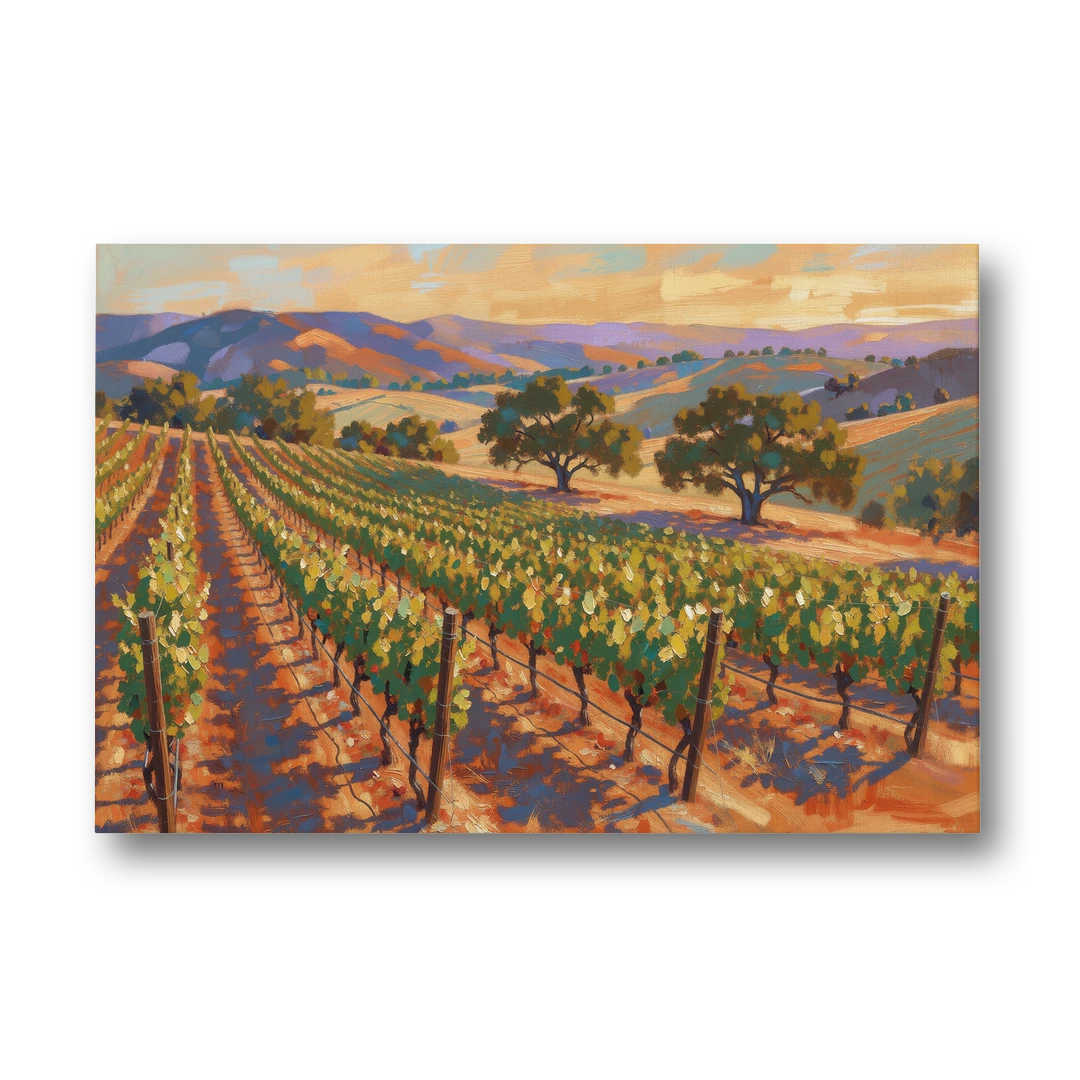 Napa Valley Wall Art of Golden Vines and Oaks - Canvas Wall Art - Front