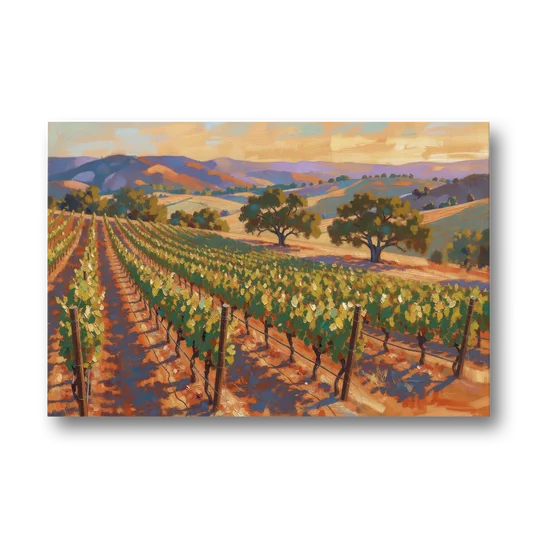 Napa Valley Wall Art of Golden Vines and Oaks - Canvas Wall Art - Front