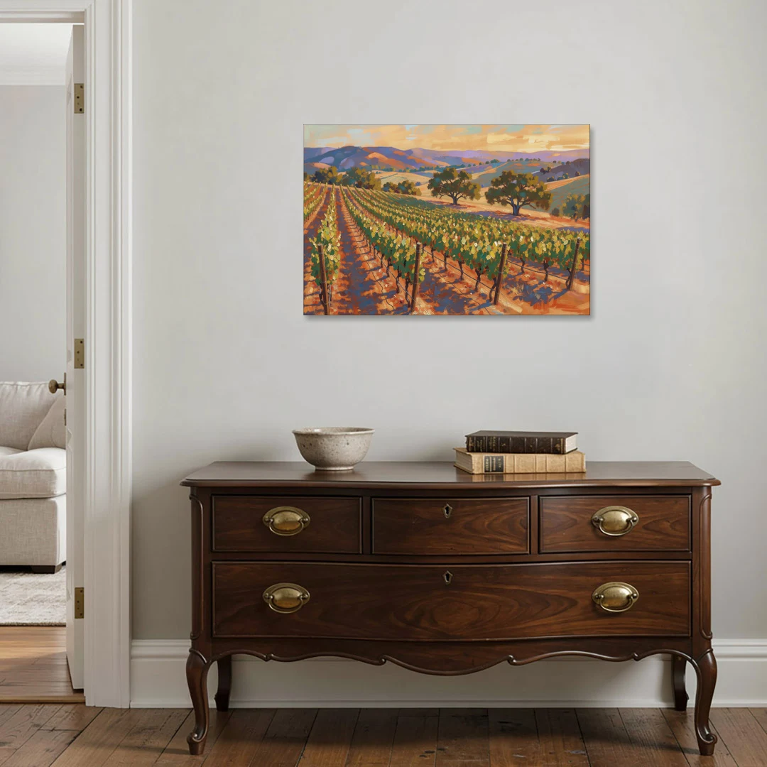 Napa Valley Wall Art of Golden Vines and Oaks - Canvas Wall Art - Coffee Table - 36x24