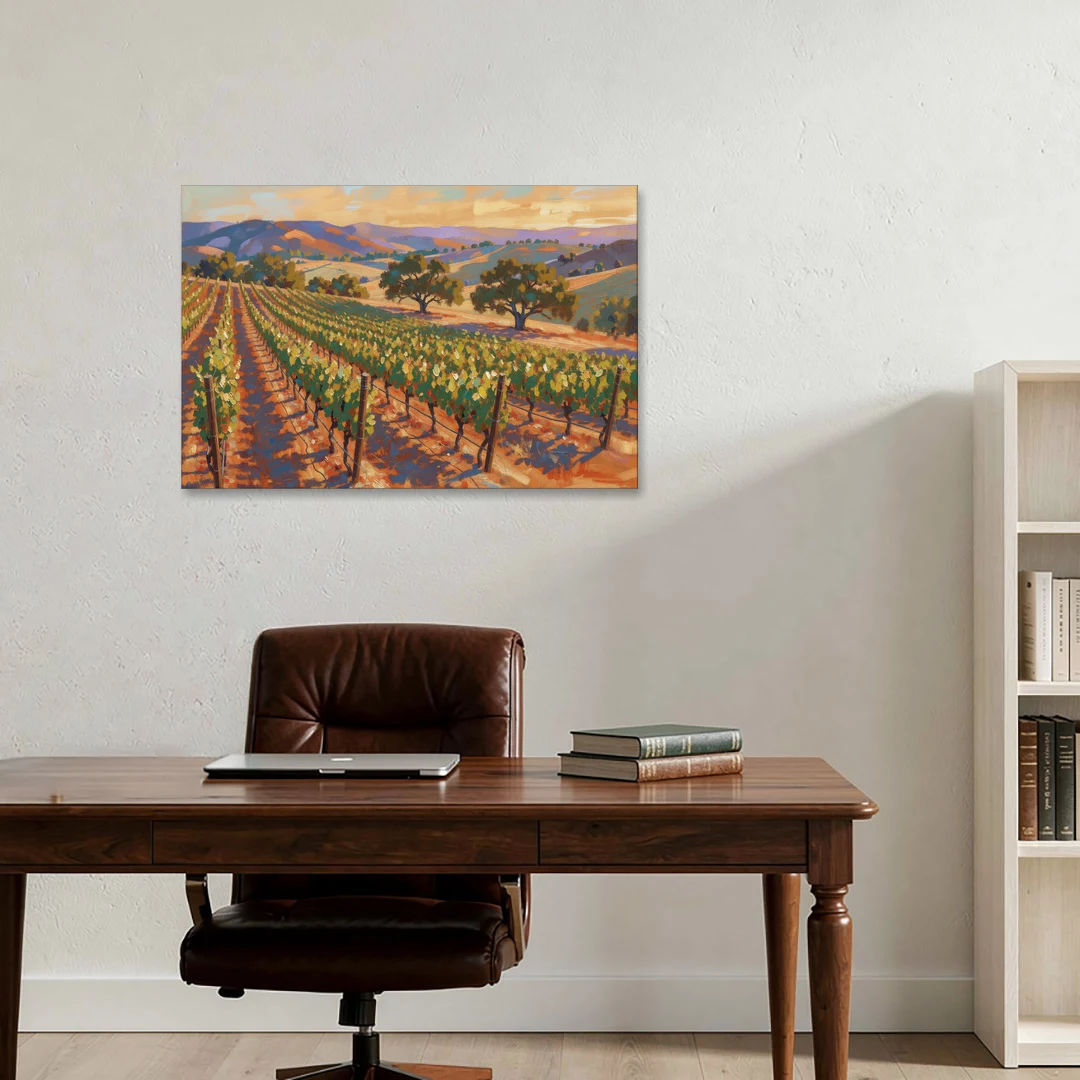 Napa Valley Wall Art of Golden Vines and Oaks - Canvas Wall Art - Office - 36x24