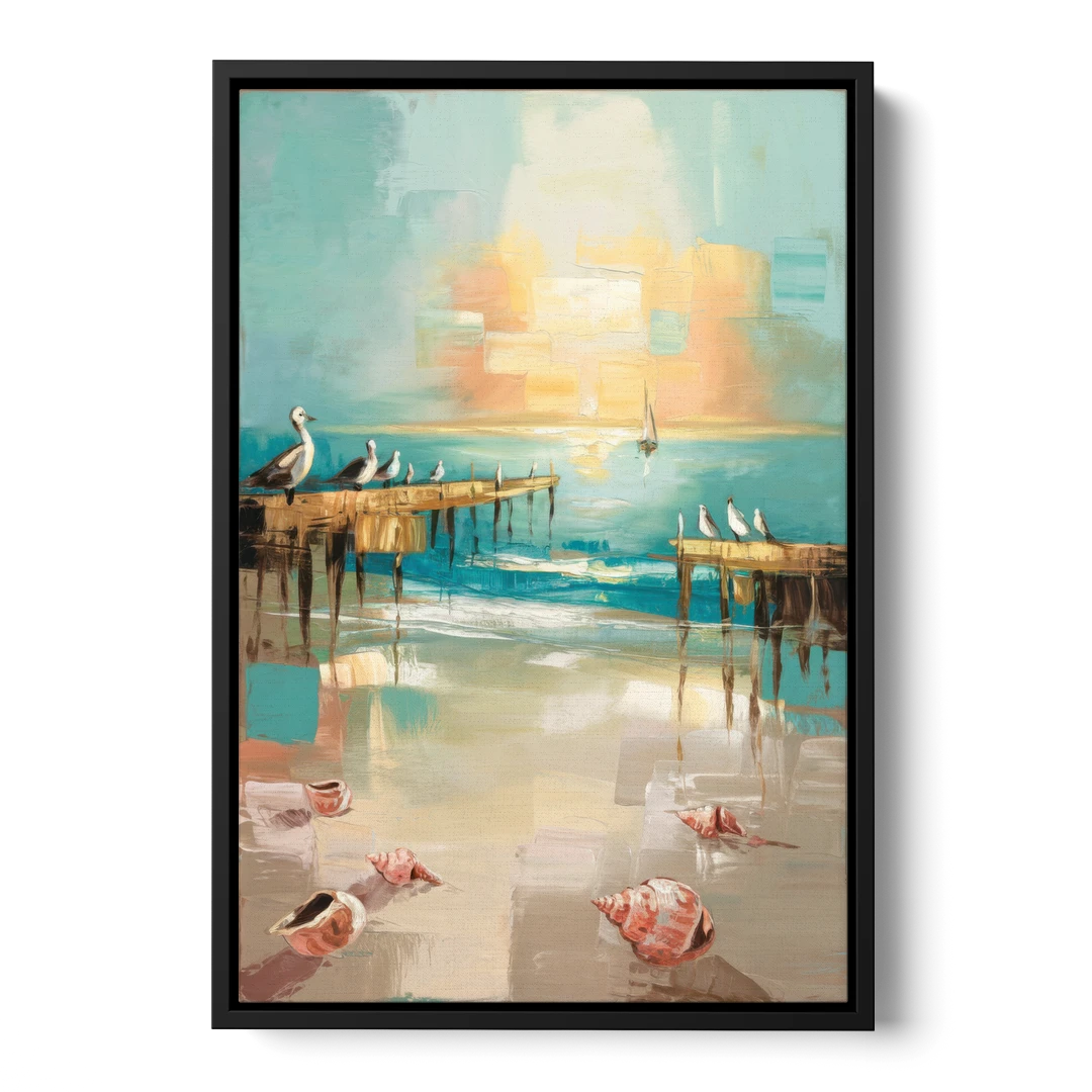 Naples Florida Coastal Vibes - Black Framed Canvas Wall Art - Front
