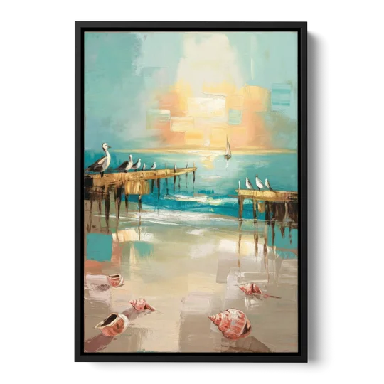 Naples Florida Coastal Vibes - Black Framed Canvas Wall Art - Front
