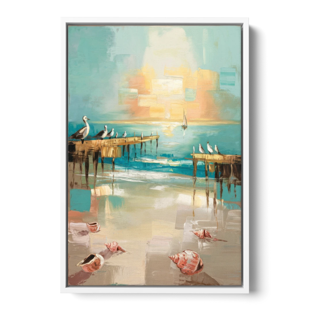 Naples Florida Coastal Vibes - White Framed Canvas Wall Art - Front