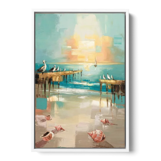 Naples Florida Coastal Vibes - White Framed Canvas Wall Art - Front