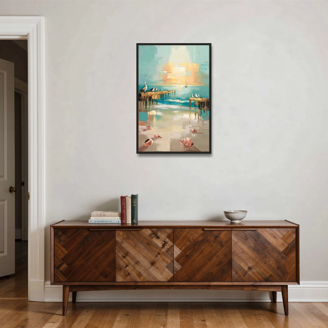 Naples Florida Coastal Vibes - Black Framed Canvas Wall Art - Coffee Table - 24x36