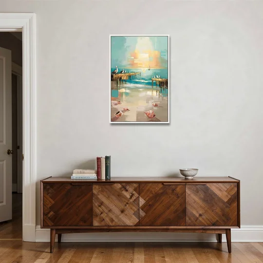 Naples Florida Coastal Vibes - White Framed Canvas Wall Art - Coffee Table - 24x36