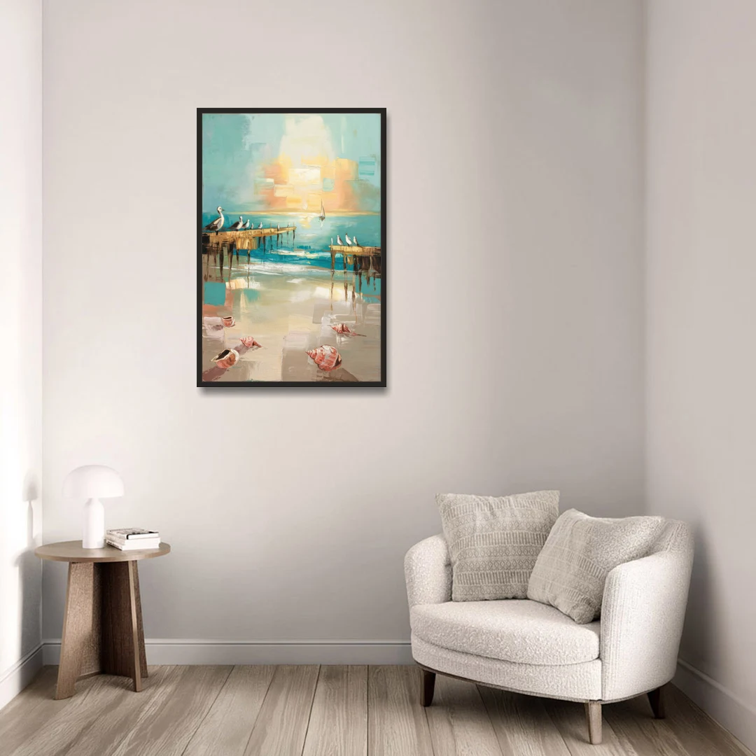 Naples Florida Coastal Vibes - Black Framed Canvas Wall Art - Sofa - 24x36