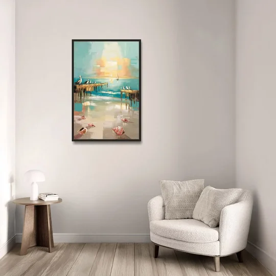 Naples Florida Coastal Vibes - Black Framed Canvas Wall Art - Sofa - 24x36