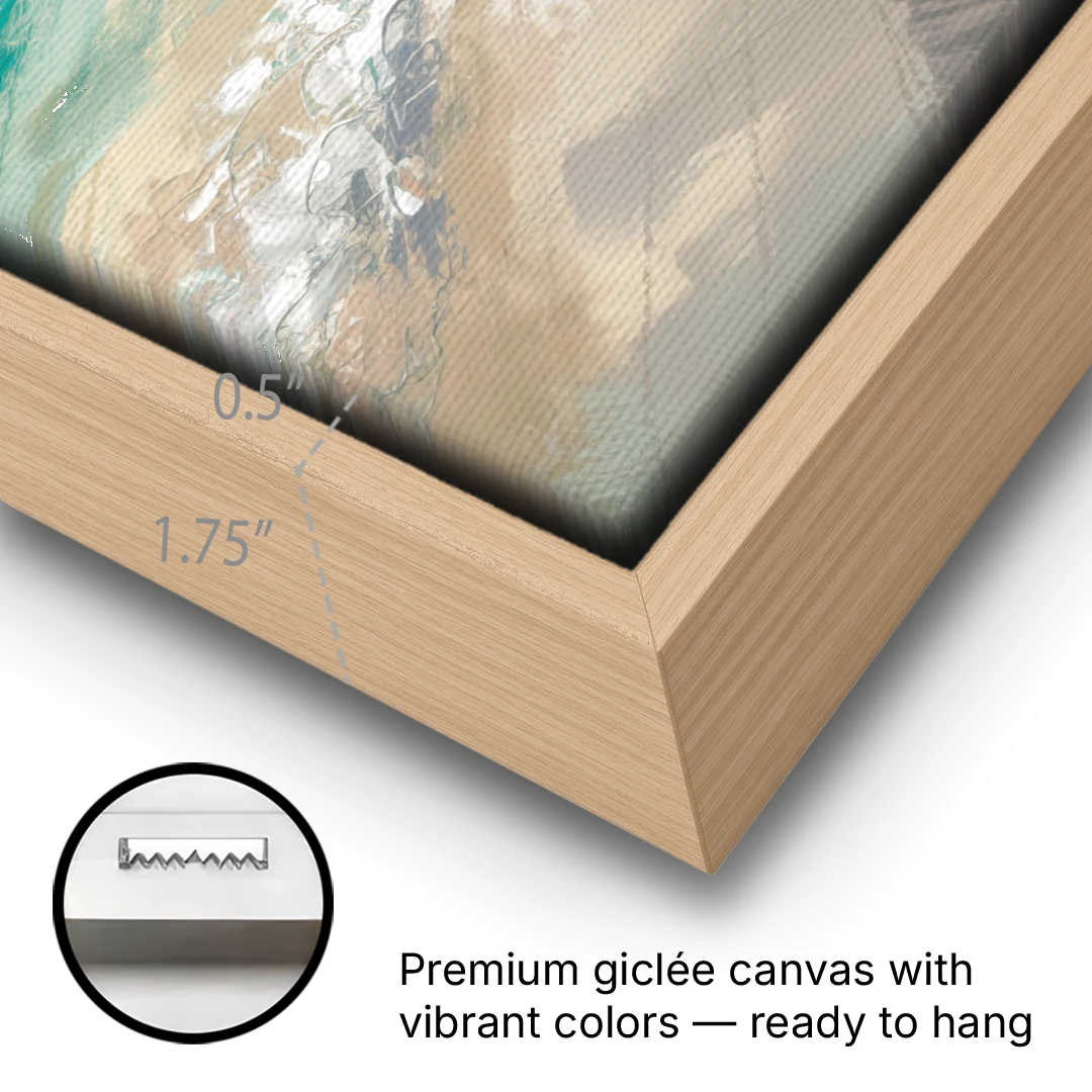 Naples Florida Ocean Breeze - Oak Framed Canvas Wall Art - Gallery Wrap Corner