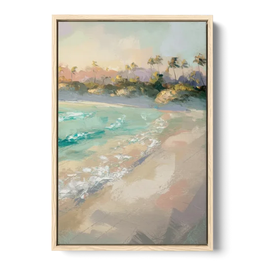 Naples Florida Ocean Breeze - Oak Framed Canvas Wall Art - Front