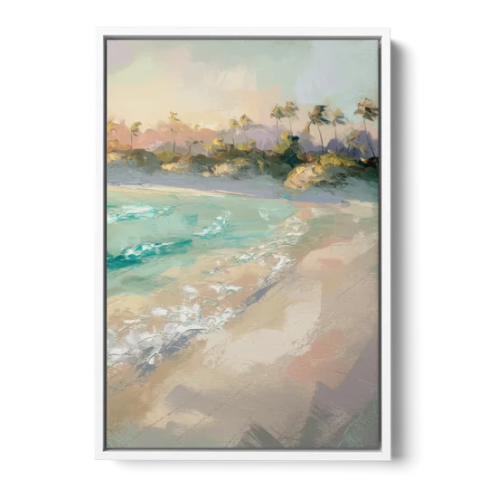 Naples Florida Ocean Breeze - White Framed Canvas Wall Art - Front
