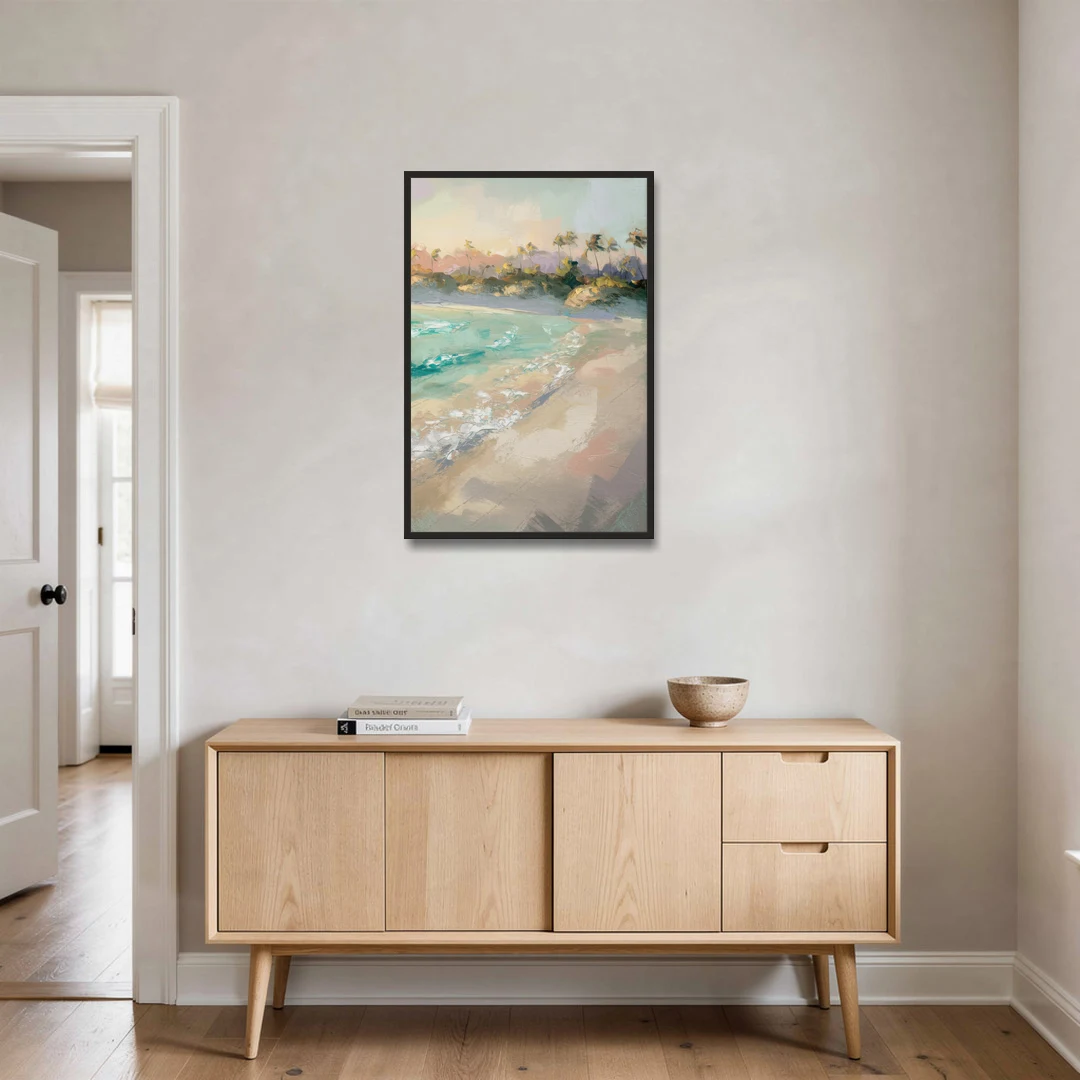 Naples Florida Ocean Breeze - Black Framed Canvas Wall Art - Coffee Table - 24x36