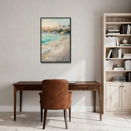 Naples Florida Ocean Breeze - Black Framed Canvas Wall Art - Office - 24x36