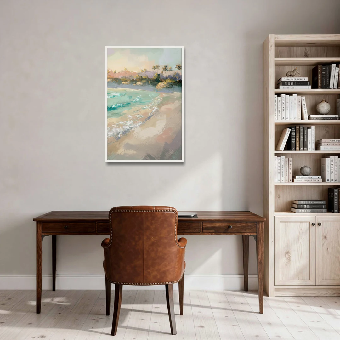 Naples Florida Ocean Breeze - White Framed Canvas Wall Art - Office - 24x36