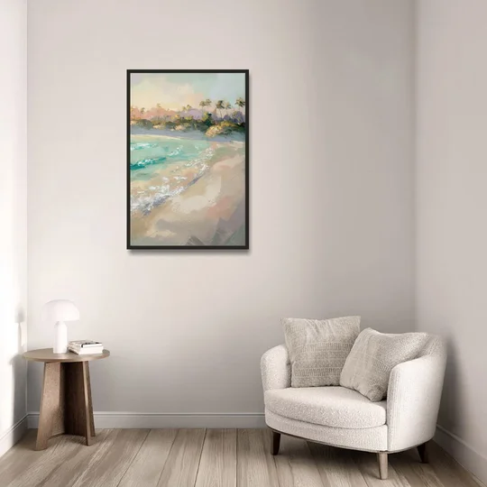 Naples Florida Ocean Breeze - Black Framed Canvas Wall Art - Sofa - 24x36