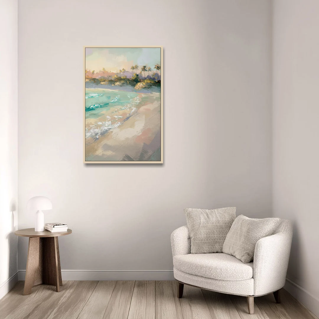 Naples Florida Ocean Breeze - Oak Framed Canvas Wall Art - Sofa - 24x36
