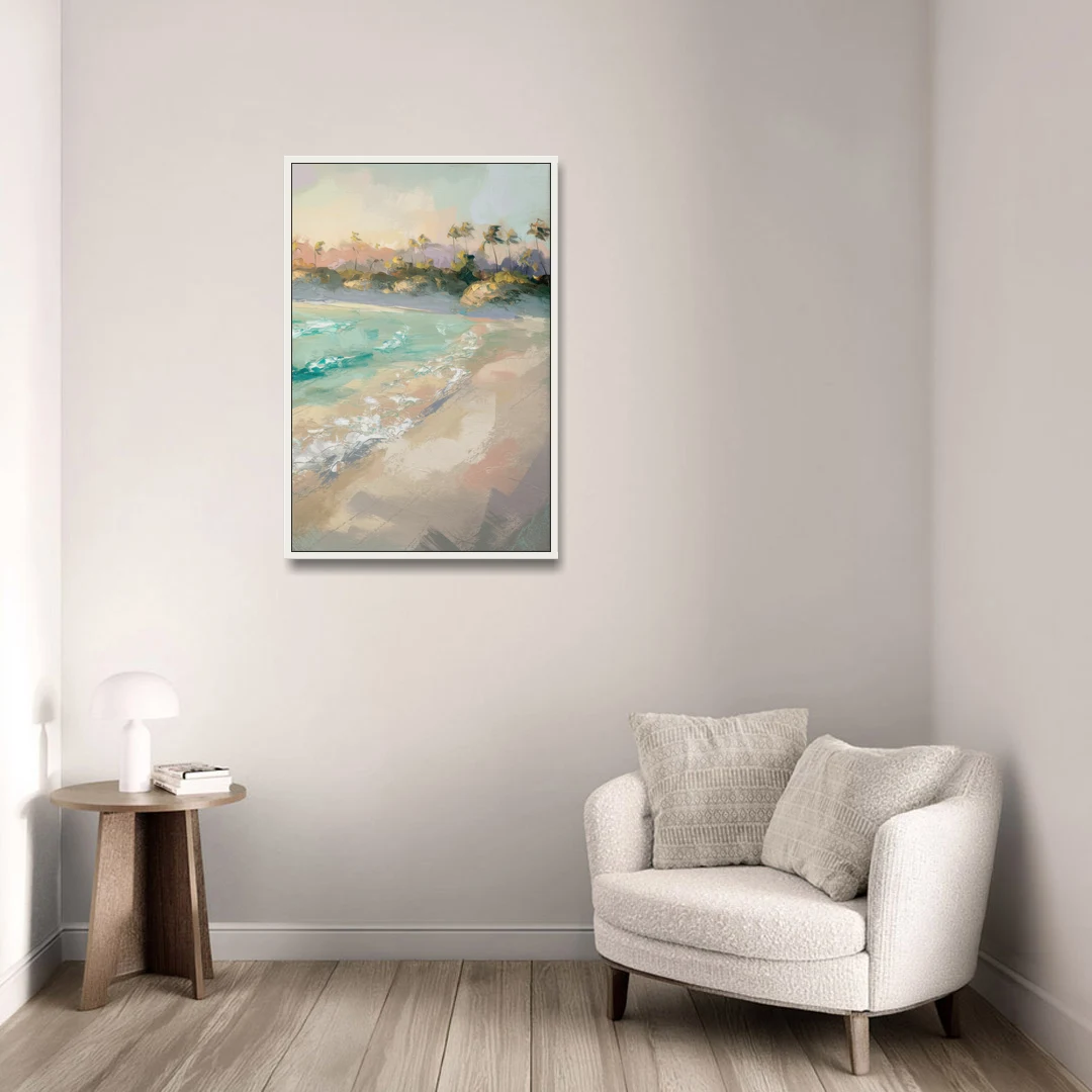 Naples Florida Ocean Breeze - White Framed Canvas Wall Art - Sofa - 24x36